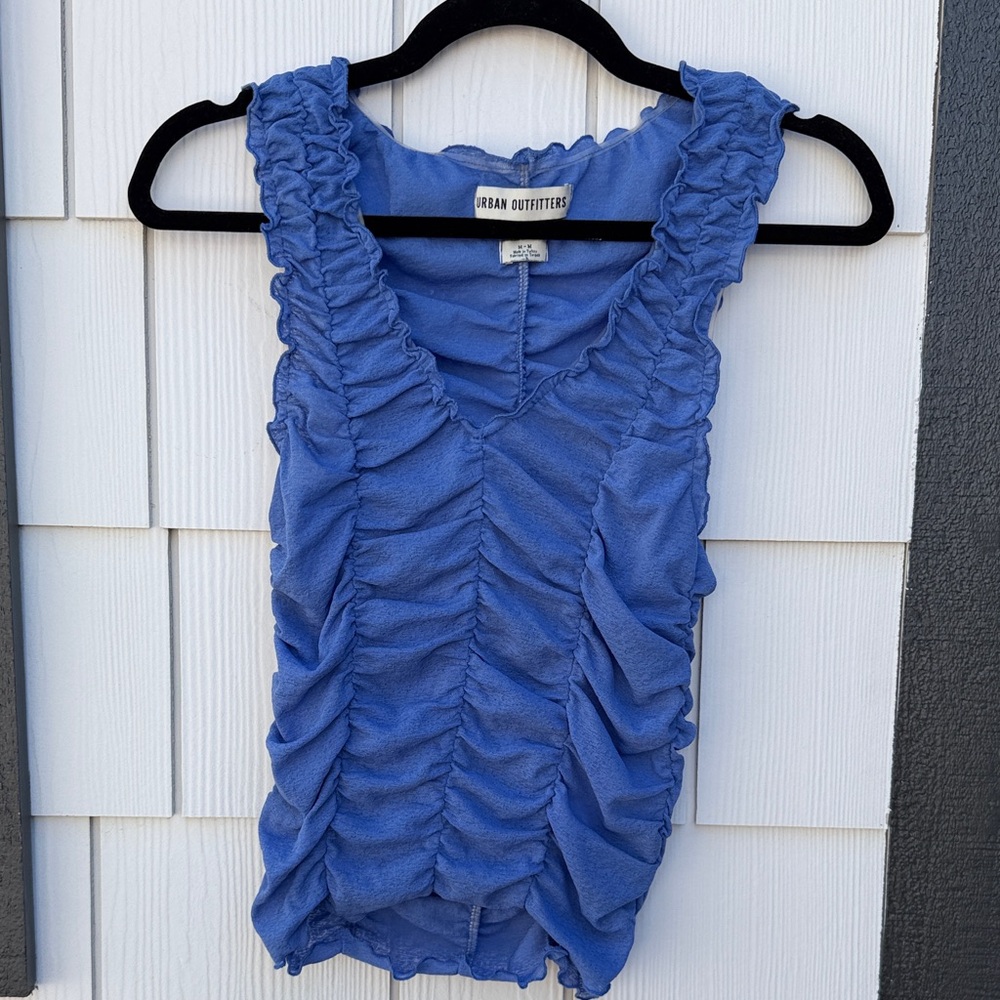 Urban Outfitters Periwinkle Ruched V-Neck Tank